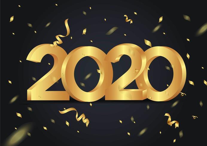 happy new year 2020 shining background with confetti vector